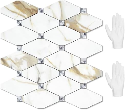 STICKGOO 10 Sheets Peel and Stick Backsplash, Calacatta Golden by STICKGOO