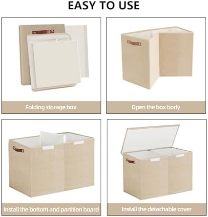 Bagnizer Large Toy Storage Box with Lids, Collapsible Sturdy Baby Storage Organizer Chest Bin Basket for Kids, Boys, Girls, Playroom, Nursery, Bedroom, Closet 25"x13"x16" (Khaki) - Image 2