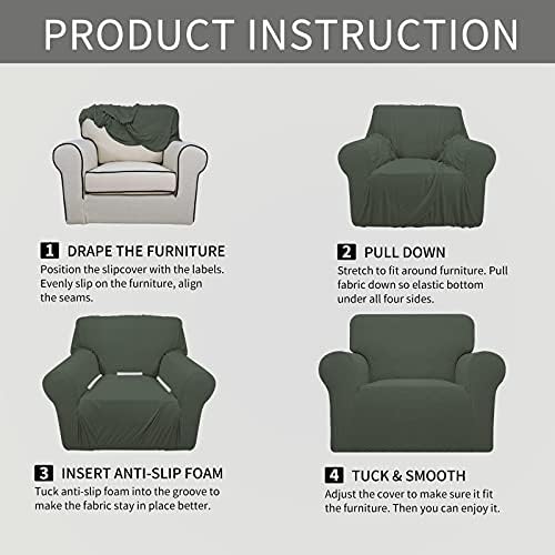 Easy-Going Stretch Oversized Chair Slipcover with Arm Washable Olive Green - Image 6