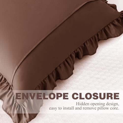 KKJIAF 2 Pack Ruffle Pillow Cases 26x26 Inches, Brown - Image 6
