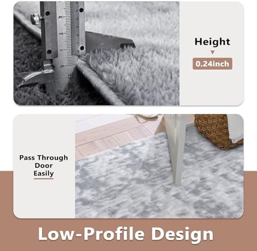 4x6 Tie-dye Grey Area Rug Non-Slip Washable Soft for Bedroom Living Room - Image 6