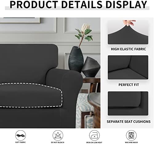 Easy-Going 2 Pieces Stretch Sofa Slipcover for Armchair Washable - Image 4