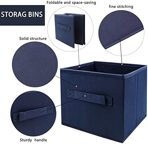 EBIGIC Small Storage Bins,Collapsible Fabric Storage Organizer 9.0"x7.5"x7.5" 3 Pack,Mini Storage Box,fit for closet, living room, bookshelf, Kids clothes and toys storage and organization Blue - Image 3