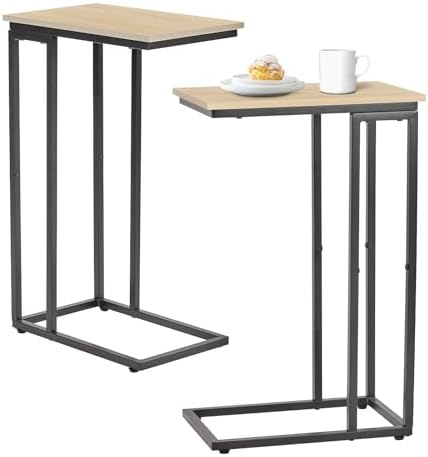 C-Shaped End Table - Slim Slide-Under Couch TV Tray Side Table by fusehome