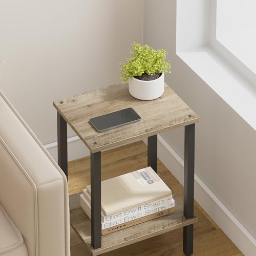 TUTOTAK End Table, Set of 2, Side Table, Nightstand, 2-Tier Storage Shelf - Image 6