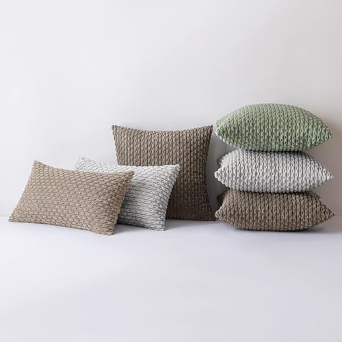 MIULEE Lumbar Decorative Throw Pillow Covers 12x20 Light Brown Corduroy - Image 5