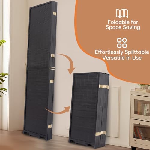 Room Divider Folding Privacy Screens,Hand-Made Natural Bamboo Room Dividers - Image 4