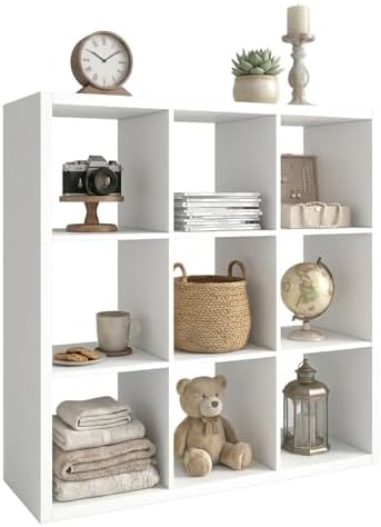 WannabeMyself【2026 Wooden Thick Frame】 9 Cube Storage Organizer with Anti-Tipping Kits, Reversible Open Back Book Shelf,Bookcase for Living Room,Bedroom,Entrance Hall,Office,11.6×36.3×36.3,White by WannabeMyself