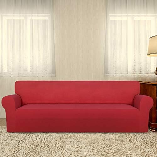 PureFit Stretch Couch Covers for Sofa 4 Seater Slipcovers Red - Image 2