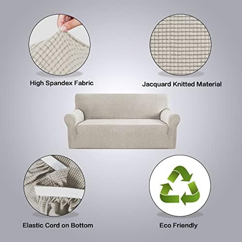 H.VERSAILTEX Stretch Extra Large Sofa Covers Sofa Slipcovers for Living Room Feature Thick Checked Jacquard Fabric with Elastic Bottom, Sofa X-Large - Island Fossi - Image 4