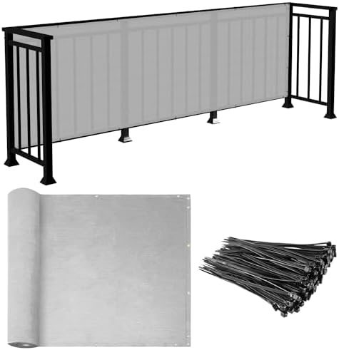 E&K Sunrise 3' x 279' Balcony Privacy Fence Screen Cover with Zip Ties Outdoor Screen Fence UV Protection for Deck Patio Backyard Apartment Pool Porch (Gray) by EKSUNRISEINC
