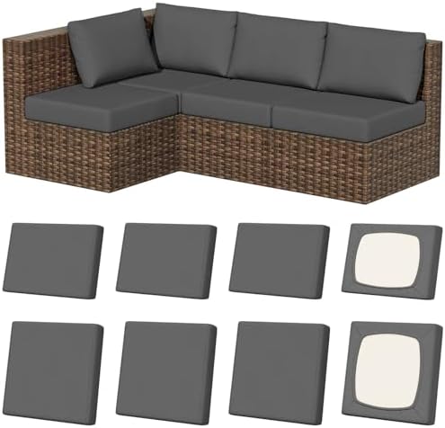 8Pcs Outdoor Cushion Covers, Stretch Patio Furniture Couch Chair Slipcovers by VORSHAPE