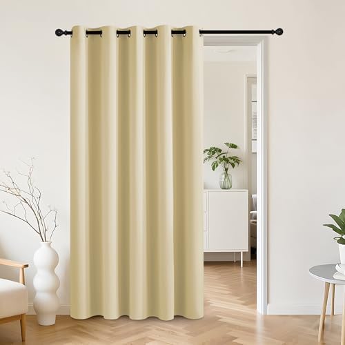 RYB HOME Beige 100% Blackout Curtain,Bedroom Patio Sliding Glass Door Drape by RYBHOME