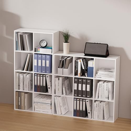 8-Cube Bookshelf, Tall Open Back Storage Shelves, Heavy Duty Wood Cubby Organizer for Small Spaces, Dorm Room Apartment Office, Unit for Book Toy Record Player Display (White, 8-Cube) - Image 4