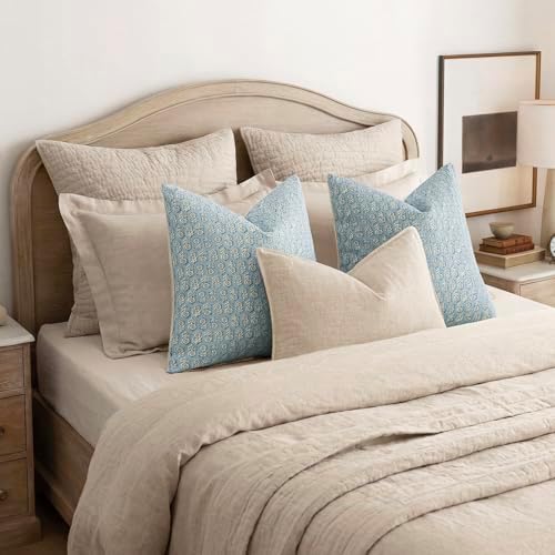 Foindtower Decorative Floral Print Throw Pillow Covers 20×20 Inch,Sky Blue - Image 6