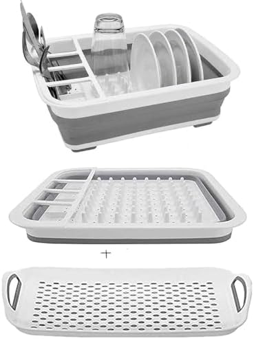 Dish Drying Rack Collapsible Dish Drying Rack Portable Dinnerware Drainer Organizer for Kitchen RV Campers Travel Trailers Space Saving Kitchen Storage Rack Tray Camper Must Haves by ZhildChen