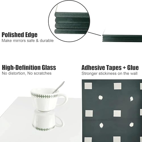 TRAHOME Home Gym Mirror Tiles for Wall, 14"x12"x4PCS Full Length Mirror - Image 7