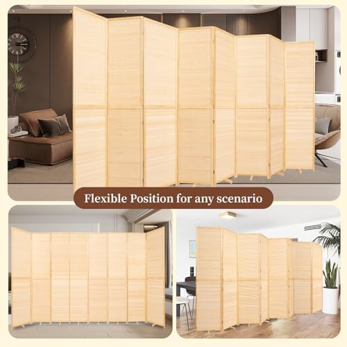 Bamboo Room Divider 8 Panel Wall Divider,Folding Screen W/Extra Stable Base - Image 7