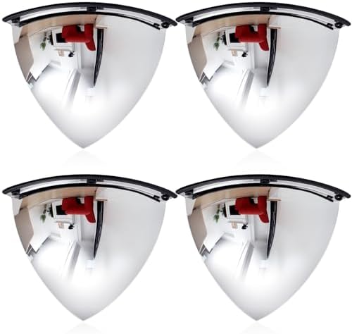 Suzile 4 Pieces 26 Inch Acrylic Quarter Dome Mirror Convex Corner Safety Mirror High Viewing Angle Blindspot for Wall Warehouses Offices Retail Stores Parking Garages by Suzile