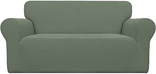 Easy-Going Stretch Oversized Loveseat Couch Covers Washable Greyish Green by Easy-Going
