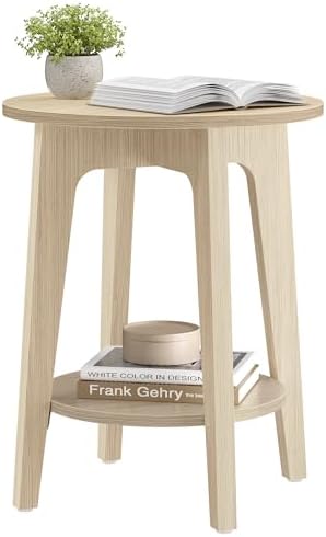 VASAGLE Round Side Table with Lower Shelf, End Table for Small Spaces by Unknown