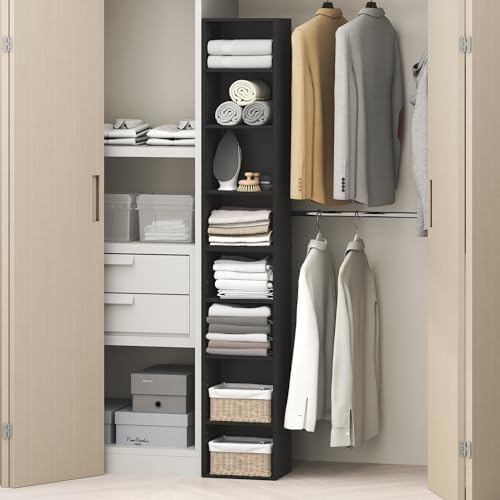 Furinno PASIR 8-Tier Closet Organizers and Storage, Open Shelf, Storage Organizer, 12-Inch Width, for Closet, Bedroom, Blackwood by Furinno-FitsYourSpaceFitsYourBudget