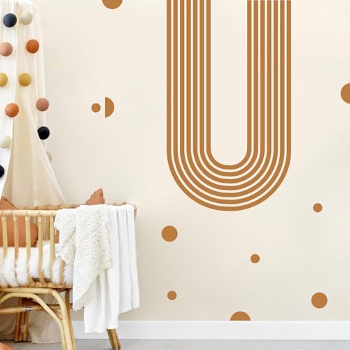 Kazova Brown Arch Wall Decal 2 Sheets Form One Large Arch Peel and Stick Mid Century Modern Abstract Wall Stickers for Living Room Bedroom Office Headboard Decor - Image 5