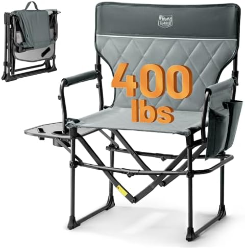 TIMBER RIDGE 400lbs Heavy Duty Camping Chair Portable Directors Chair by TIMBERRIDGE