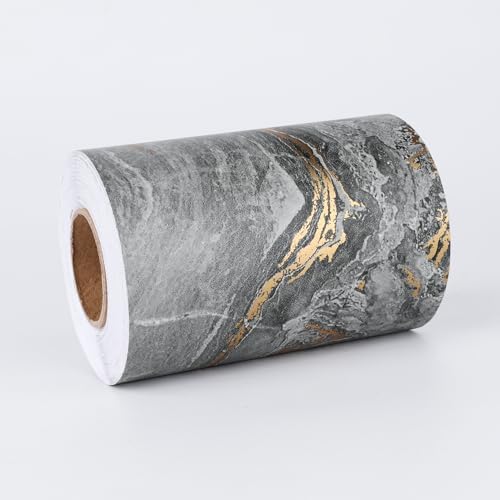 Wallercity Black/Gold Marble Wallpaper Border for Bathroom Peel and Stick Borders Trim Self Adhesive Marble Contact Paper Waterproof Border Stickers for Mirror Frame Wall Corner Blackboard 3.94x197 IN by Wallercity