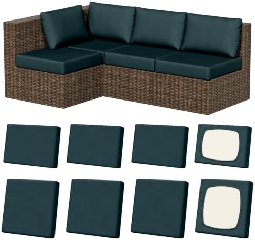 8Pcs Outdoor Cushion Covers, Stretch Patio Furniture Couch Chair Slipcovers by VORSHAPE