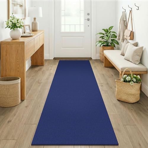 KOZYFLY Woven 2x7 Washable Kitchen Runner Rug, Non Slip Runners for Hallway, Cotton Entryway Runner, Braided Floor Carpet for Entry, Kitchen, Bedside, Hall, Deep Navy Blue by KOZYFLY