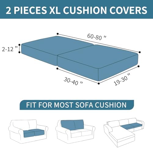 XINEAGE 2 Piece XL Stretch Couch Cushion Covers Individual Sofa Slipcovers - Image 3