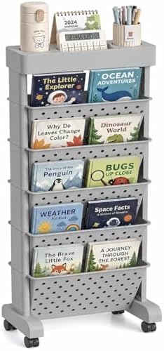 BYFU 6-Tier Rolling Bookshelf Cart, Grey by BYFU-livingasimplelife