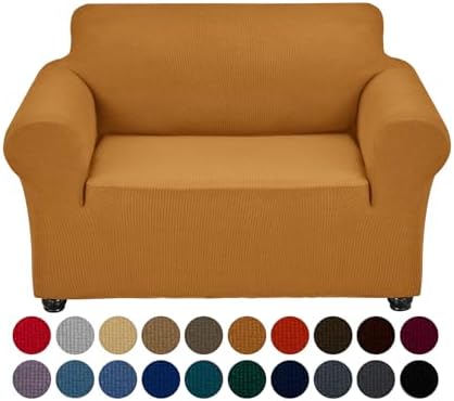 Joccun Stretch Chair Couch Cover,1-Piece Sofa Slipcover Spandex Jacquard Fabric Sofa Covers with Elastic Bottom,Washable Furniture Protector for Dogs,Cats,Kids(Armchair,Gold) by Joccun