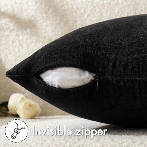 MIULEE Black Chenille Couch Throw Pillow Covers, 20x20 - Image 4