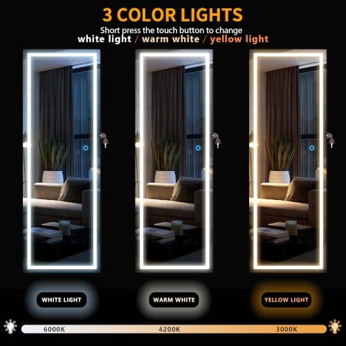 LVSOMT Wall Mounted Jewelry Organizer with Full Length Mirror, 42.5" Black - Image 4