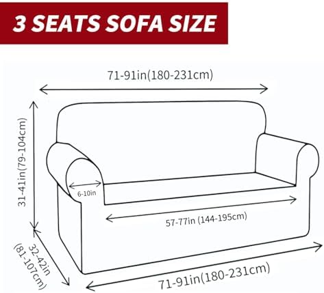YEMYHOM Couch Cover Latest Jacquard Design High Stretch Sofa Covers for 3 Cushion Couch, Pet Dog Cat Proof Slipcover Non Slip Magic Elastic Furniture Protector (Sofa, Christmas Wine Red) - Image 5