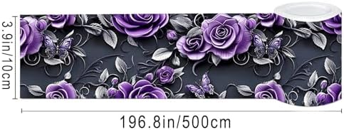 IVN Wallpaper Border Peel and Stick Wall Violet Rose Butterfly 4x196 Inch - Image 3