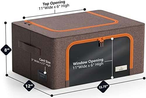 Sorbus Clothes Storage Bins, Clear Window & Handles (6 Pack, Brown) - Image 3