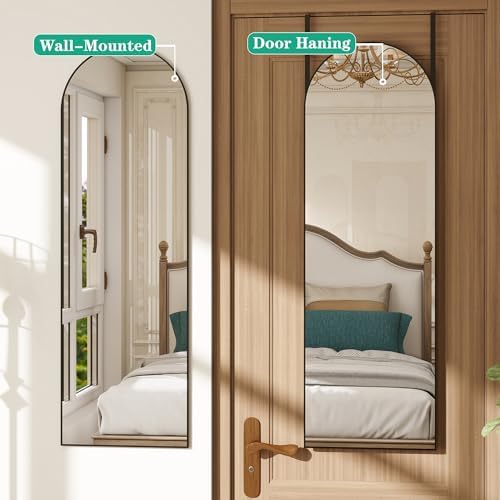 Over the Door Mirror Full Length, 48"x14"Door Hanging Mirror Full Length Arch Mirror, Behind the Door Wall Mirror, Back of Door for Closet Bedroom Living Room, Black - Image 2