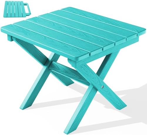 SERWALL Small Folding Side Table, HDPE Outdoor End Table, Aruba by SERWALL
