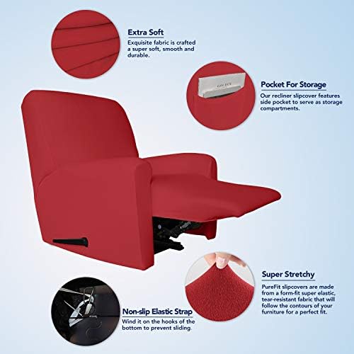 PureFit Stretc Recliner Chair Covers Fleece Soft Couch Covers for Sofa - Image 3