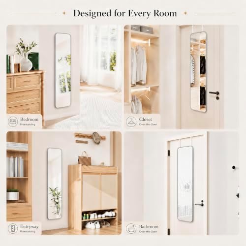 SCWF-GZ 47x14 Full Length Mirror Over the Door Hang or Wall Mounted Silver - Image 3