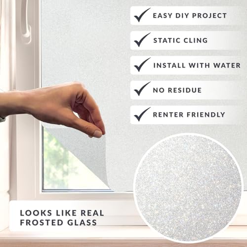Sparkle Frost Light Effects Window Privacy Film by Artscape - Decorative Frosted Glass Design, Static Cling, Blocks Views, Not Light, UV Protection, Easy DIY Installation - 35.43 x 72 Inch - Image 2