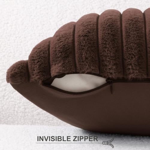 Pallene Faux Fur Decorative Throw Pillow Covers 22x22 Set of 2, Chocolate - Image 3