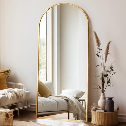 Rowjut Large 71"x30" Arched Full Length Mirror, Gold Mirrors Full Length Floor Mirror Standing for Bedroom, Living Room, Wall Mounted & Full Body Mirror Hanging or Leaning(Gold) by Rowjut