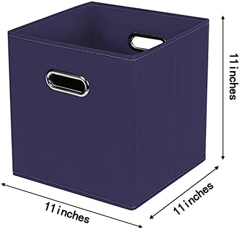 Fabric Cloth Storage Bins,Fabric Cube Bins Organizer with Dual Handles Foldable Cube Storage Baskets for Home Bedroom Storage,Set of 3,(Navy Blue) - Image 2