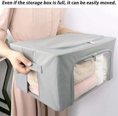 UUBEMM Clothes Storage Bins with Foldable Sturdy Frame,Stackable Storage Box for Closet Shelf Organizers for Seasonal Clothing,Blankets,Towel Bed Sheets,Toys Gift Others (Small -22L x3PACK, Grey) - Image 3
