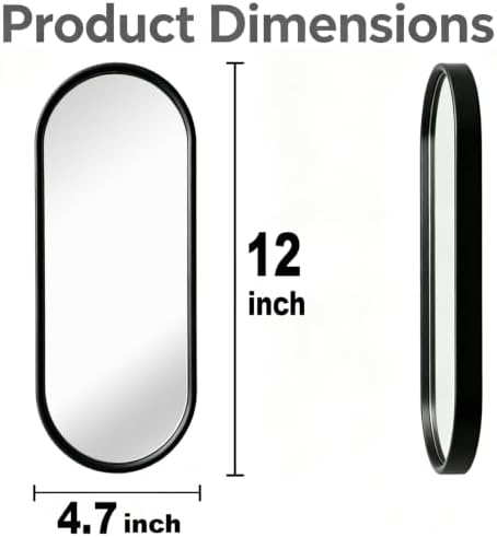 3 pcs Wall Mirrors and Tray Décor Set, Cute Vanity Mirrors with Black Frame, Bathroom Decor for Bedroom, Entryway, Living Room Farmhouse Decor (12”x4,7”) - Image 3