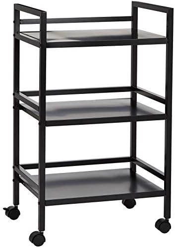 Amazon Basics 3-Tier Metal Rolling Utility Cart, Storage Organizer, Multifunctional Storage, Mobile Shelving, Black by AmazonBasics